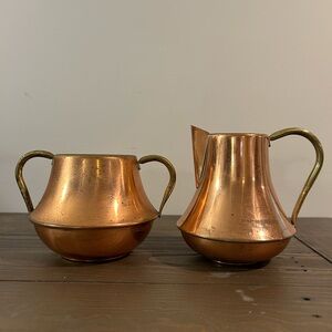 Rare Vintage Portuguese Copper Cream & Sugar Set 🇵🇹✨